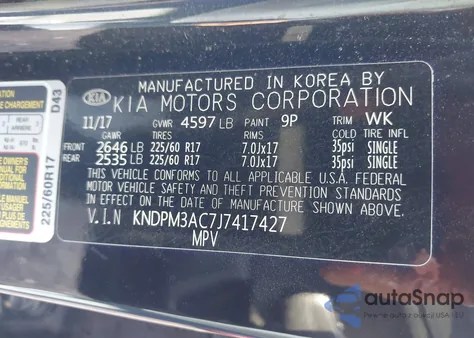 2018 Kia Sportage Lx from USA, damaged, VIN KNDPM3AC7J7417427